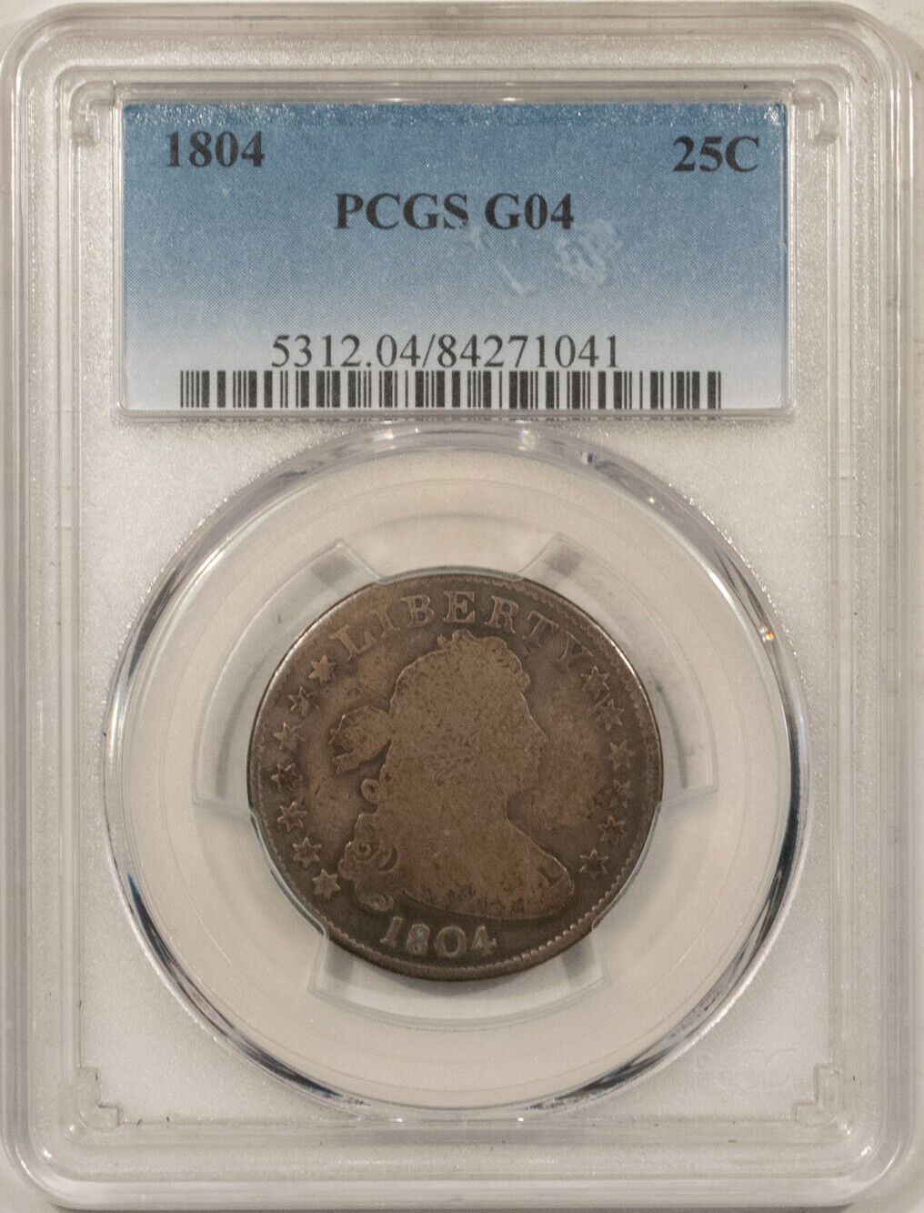 1804 Draped Bust Quarter - Pcgs G-4, Nice Smooth Key-date, Rare & Problem Free!